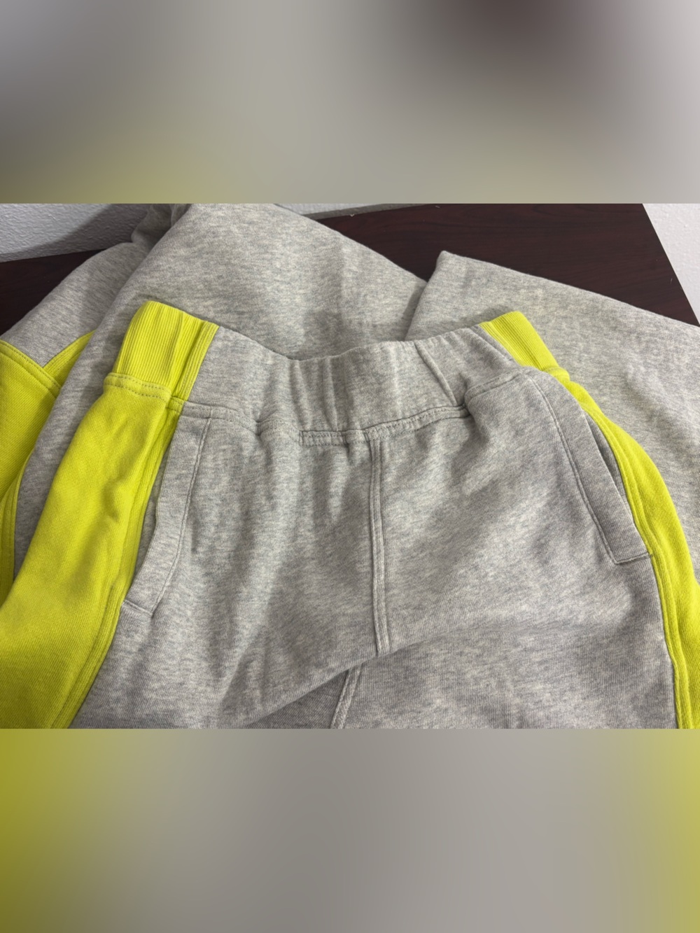 FP Movement Free People Split Second Pants Heather Grey Neon Yellow Wide Leg S - Picture 15 of 15